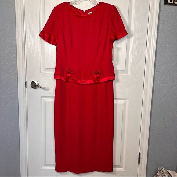Jessica Howard Red Maxi Dress Sz 12 Vintage Nordstrom NWT - Picture 2 of 15